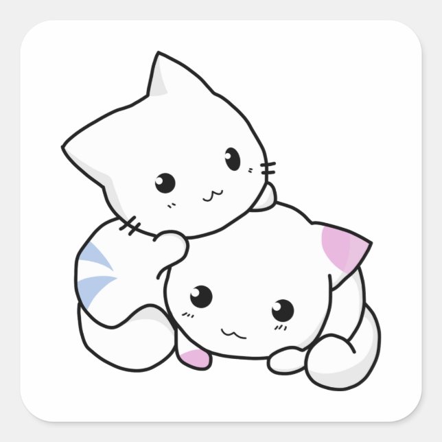 Sticker Carré Cute Kitten (Devant)
