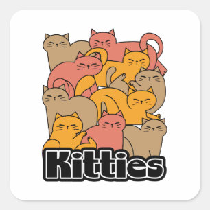 Sticker Carré Cute Kitties Design - Cat Art adorable