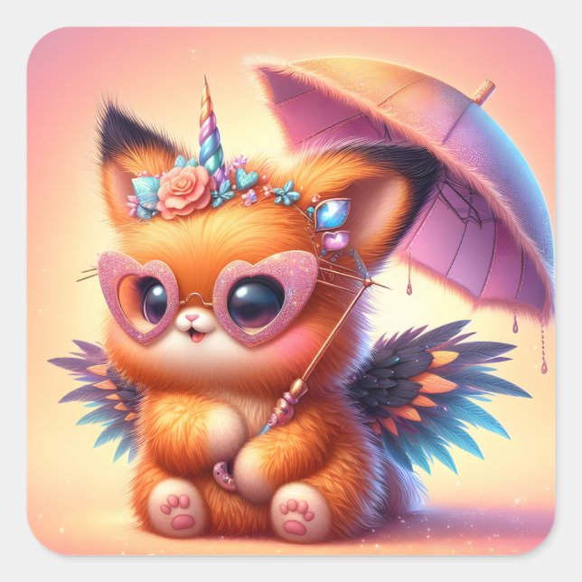 Sticker Carré Cute Kitty (Devant)