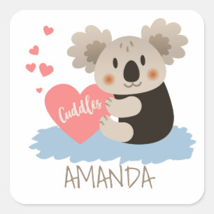 Sticker Carré Cute Koala Cuddles ID386