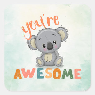 Sticker Carré Cute Koala Vous êtes génial Professeur Récompense