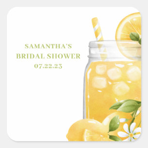 Sticker Carré Cute Lemon Citrus Lemonade Fête de Mariage 