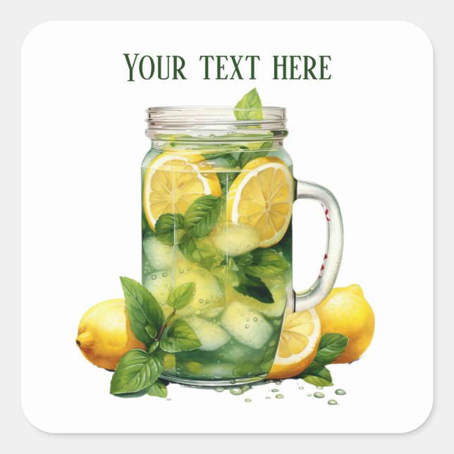 Sticker Carré Cute limonade ajouter du texte Affaires (Devant)