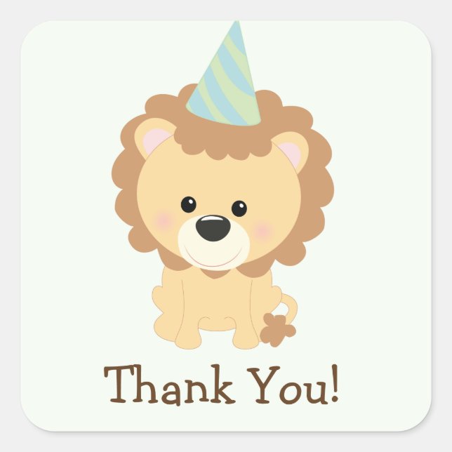 Sticker Carré Cute Lion Jungle Merci animal (Devant)