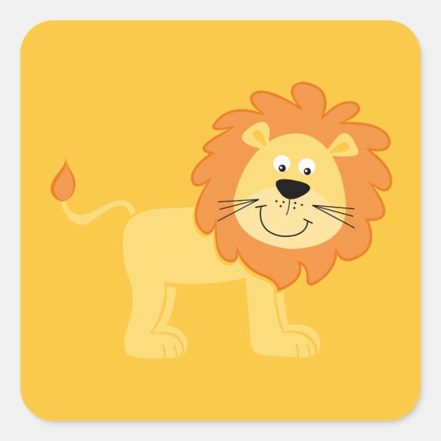 Sticker Carré Cute Lion Orange (Devant)
