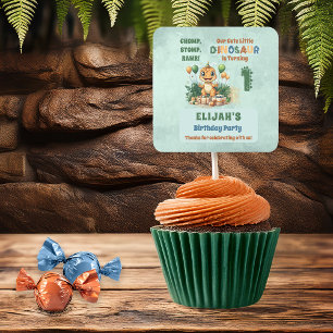 Sticker Carré Cute Little Dinosaur Garçon 1ère fête d'anniversai