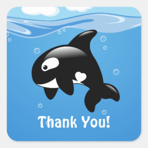 Sticker Carré Cute Little Orca Merci baleine