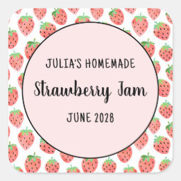 Sticker Carré Cute Motif d'aquarelle confiture de fraises