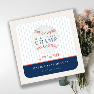 Sticker Carré Cute Navy Notre Petit Champ Baby shower De Basebal