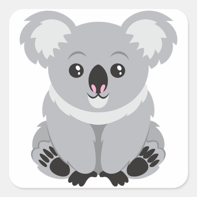 Sticker Carré Cute Ours Koala (Devant)