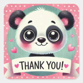Sticker Carré Cute Panda Merci