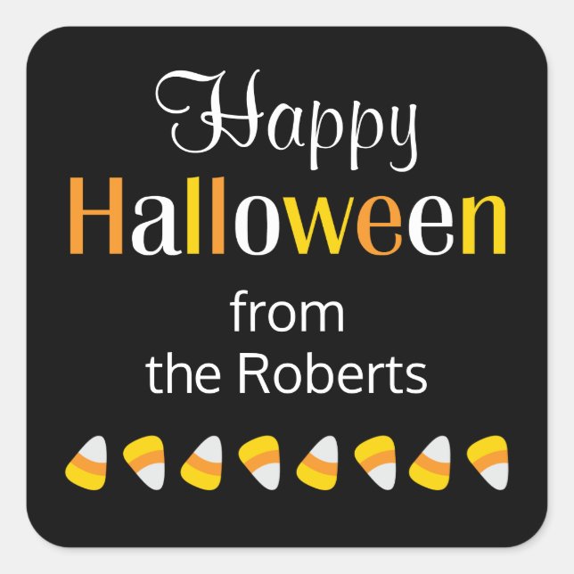 Sticker Carré Cute Personnalisé Joyeux Halloween Bonbons Favoris (Devant)