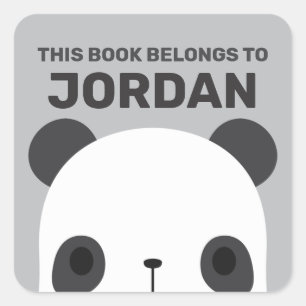 Sticker Carré Cute petit ours Panda avec nom personnalisé