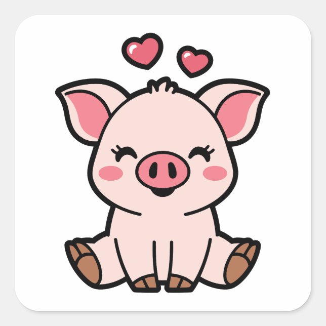 Sticker Carré Cute Piggy Bank (Devant)