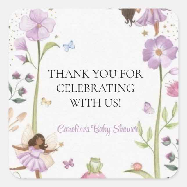 Sticker Carré Cute Pink fairy Coquette primer cumpleaños (Devant)