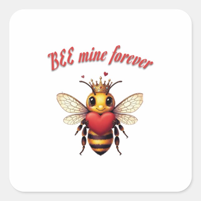 Sticker Carré cute queen bee valentine (Devant)