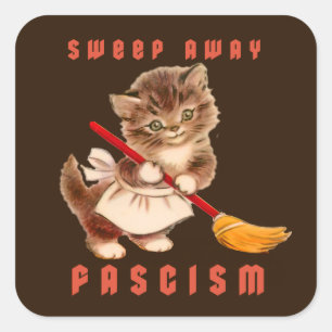 Sticker Carré Cute Retro Kitten - Balayer le fascisme