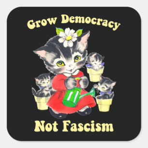 Sticker Carré Cute Rétro Kittens - Croissance Démocratie Pas Fas