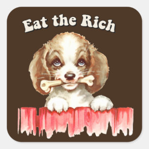 Sticker Carré Cute Retro Puppy - Mange Rich