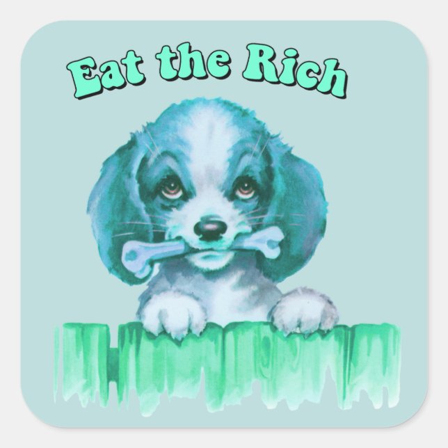 Sticker Carré Cute Retro Puppy - Mange Rich (Devant)