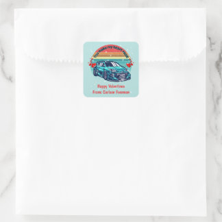 Sticker Carré Cute Retro Sun Kids Valentines Car