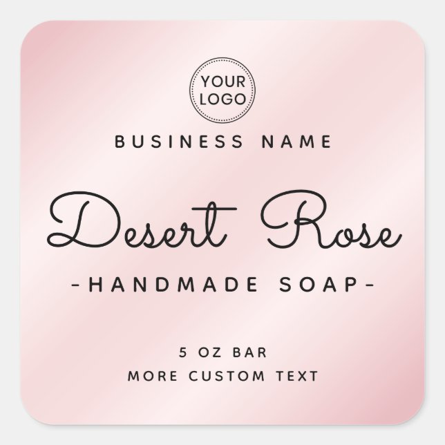 Sticker Carré Cute rose satin ajouter logo carré produit étiquet (Devant)