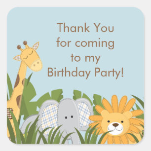 Sticker Carré Cute Safari Jungle Anniversaire
