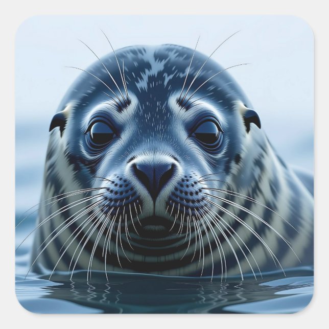 Sticker Carré Cute Seal Close up (Devant)