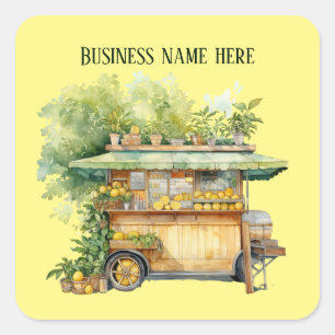 Sticker Carré Cute stand de limonade ajouter nom d'entreprise