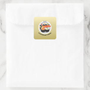 Sticker Carré Cute Sushi Japan gradient alimentaire Nom personna