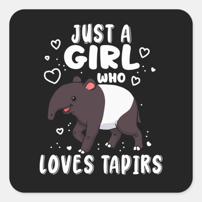 Sticker Carré Cute Tapir Gift Women Tapir Gifts Girls Tapir (Devant)