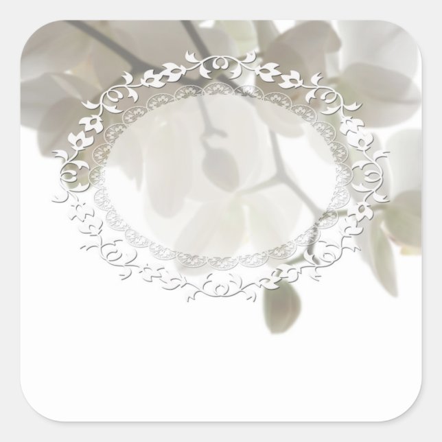 Sticker Carré Cute white orchids (Devant)