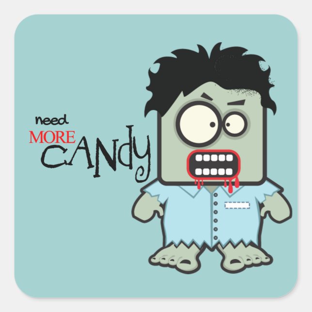 Sticker Carré Cute Zombie Halloween (Devant)