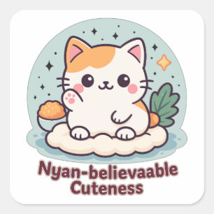 Sticker Carré Cutesse Nyan crédible - Cute Kawaii Cat
