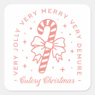 Sticker Carré Cutesy très démence joyeux Noël rose esthétique