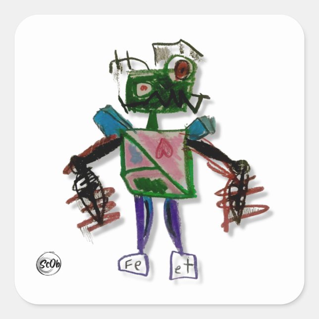 Sticker Carré Cy=Sticker Robot Borg (Devant)
