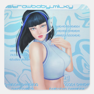 Sticker Carré Cyber fille Y2K