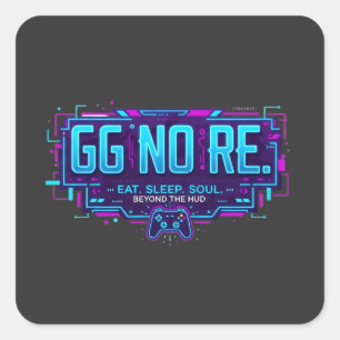 Sticker Carré Cyberpunk GG NO RE Style de jeu - Néon Gamer
