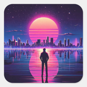 Sticker Carré Cyberpunk Man