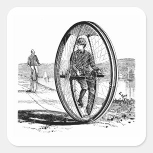 Sticker Carré Cycle de grande roue - Vélo monocycle Vintage