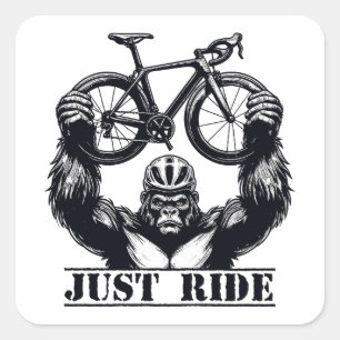 Sticker Carré Cyclisme Juste Ride Gorilla