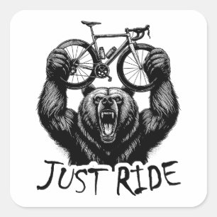 Sticker Carré Cyclisme Juste Ride Ours