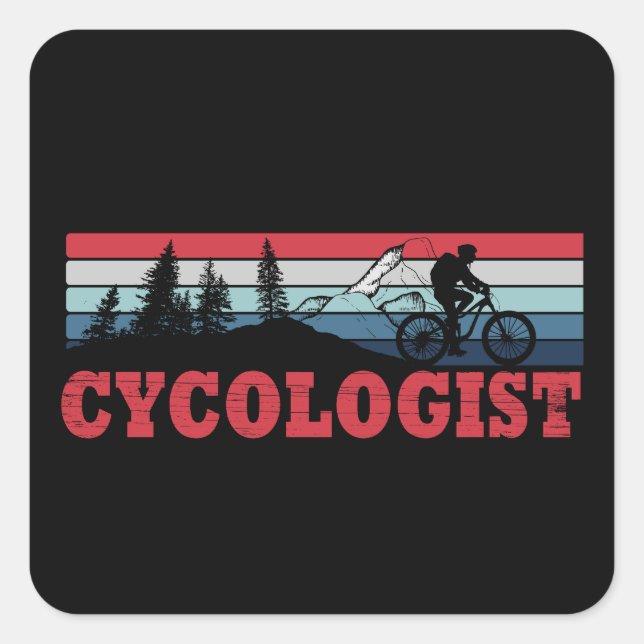 Sticker Carré Cycologiste drôle dire vélo (Devant)