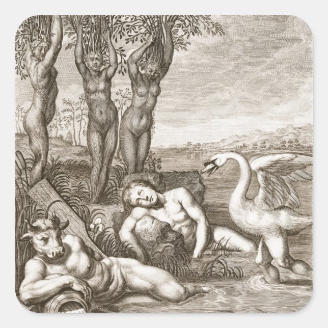 Sticker Carré Cygnus Transformé en cygne et site de Phaeton (Devant)