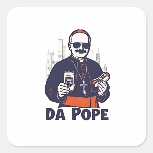Sticker Carré Da Pope Leo XIV Vatican 4 juillet USA (Devant)