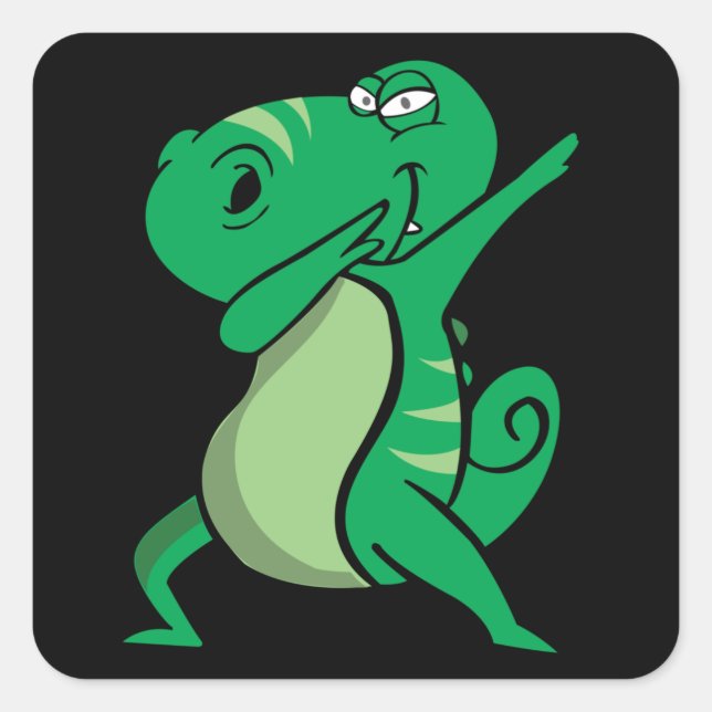 Sticker Carré Dabbing dinosaure (Devant)