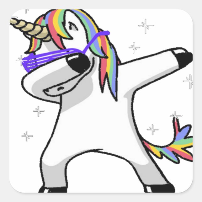 Sticker Carré Dabbing Unicorn (Devant)
