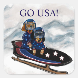 STICKER CARRÉ DACHSHUND 