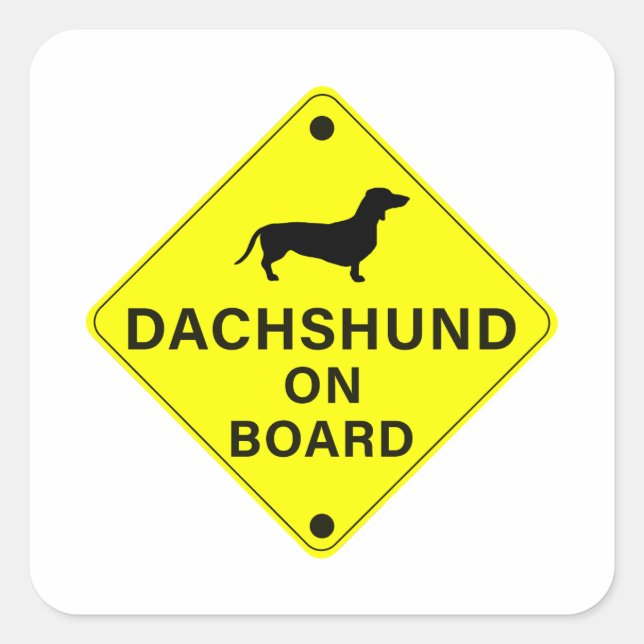 Sticker Carré Dachshund à bord Funny Dog Bumper (Devant)