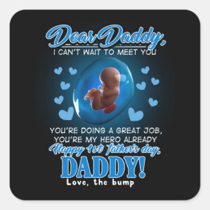 Sticker Carré Dad Gift   Dear Daddy, Happy 1er Father's Day